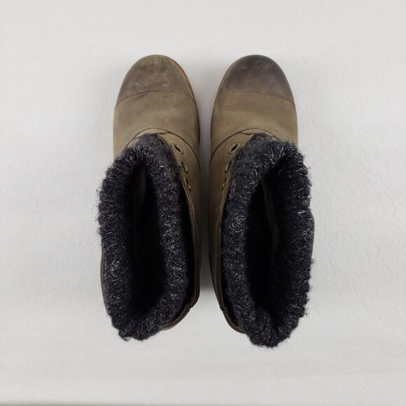 Sorel Joanie Sweater Wedge Boot Women 7.5 Brown Leather Ankle Pull On Waterproof - Picture 9 of 12